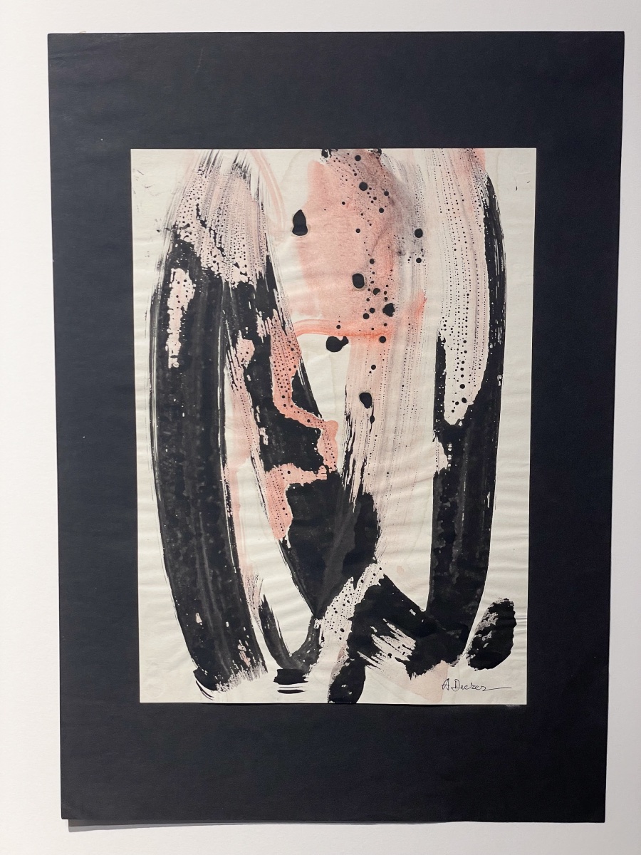 Anja Decker (1908-1995), composizione astratta su carta, Informale tedesco, circa 1950-1965  -photo-3