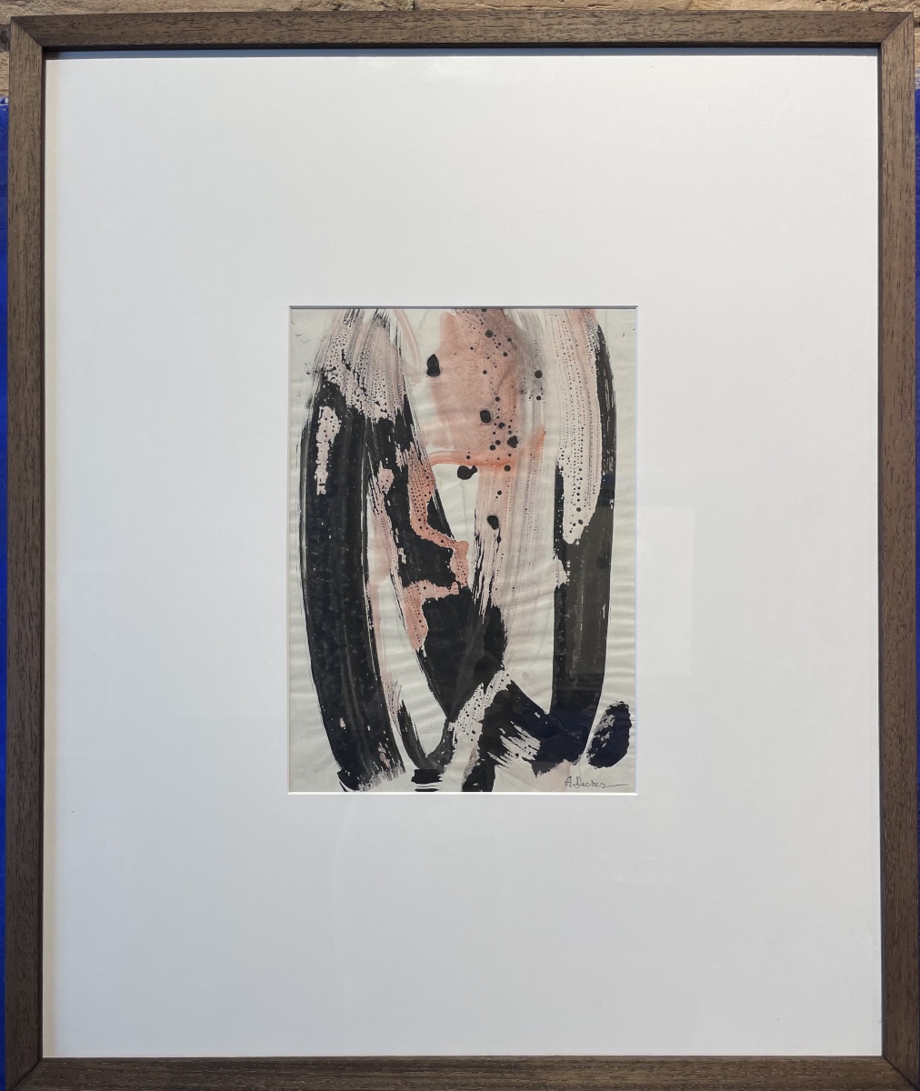 Anja Decker (1908-1995), composizione astratta su carta, Informale tedesco, circa 1950-1965  -photo-4