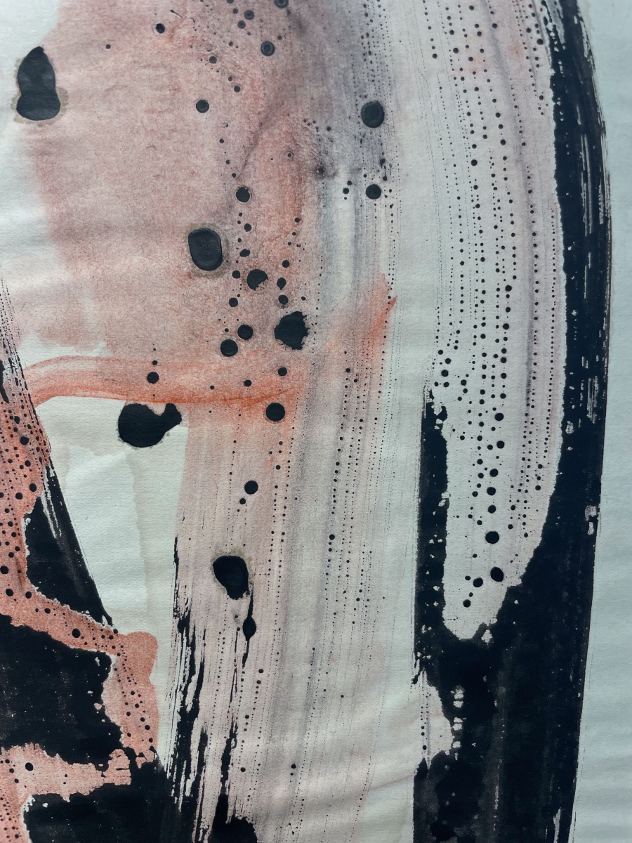 Anja Decker (1908-1995), composizione astratta su carta, Informale tedesco, circa 1950-1965  -photo-6