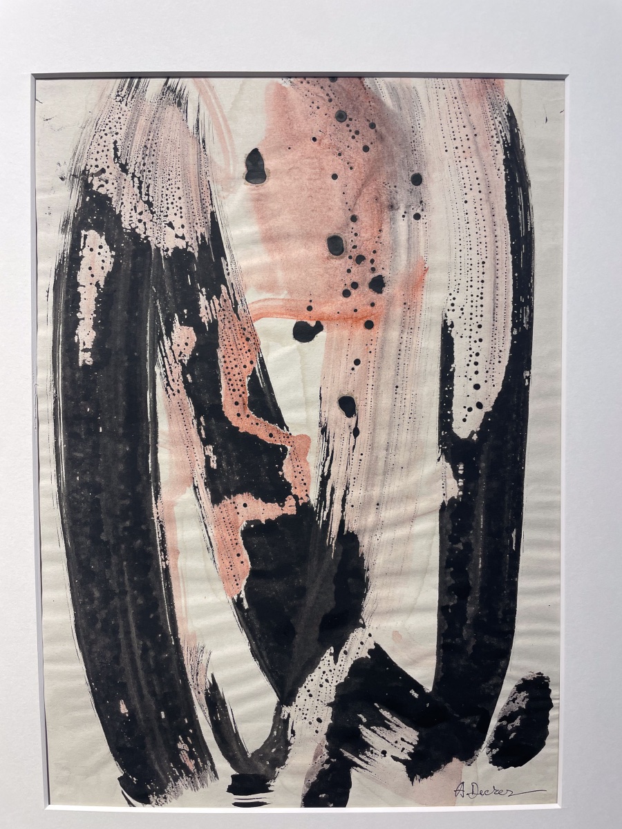 Anja Decker (1908-1995), composizione astratta su carta, Informale tedesco, circa 1950-1965  -photo-7