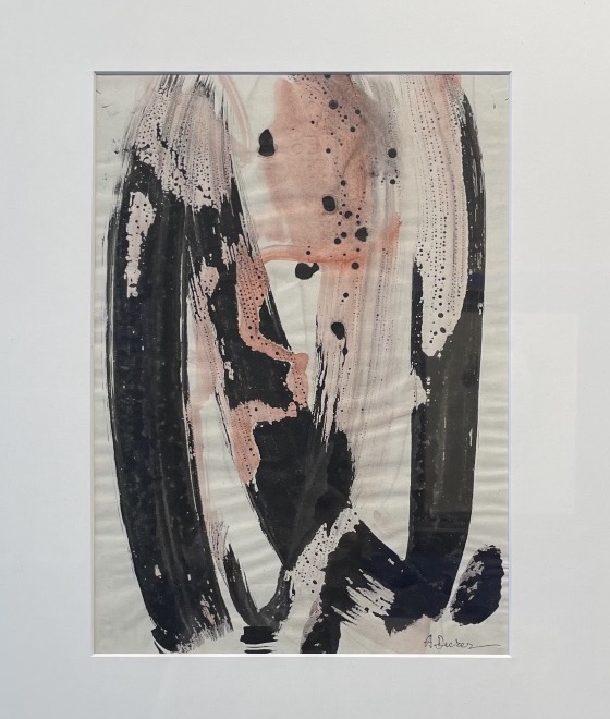 Anja Decker (1908-1995), composizione astratta su carta, Informale tedesco, circa 1950-1965  