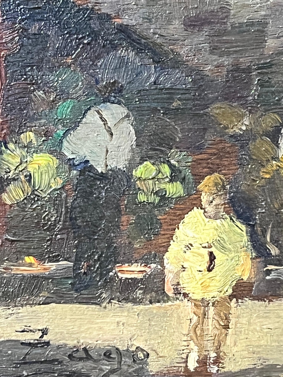 Piccola veduta di Venezia con mercato presso una chiesa, Erma Zago (1880-1942)  -photo-4