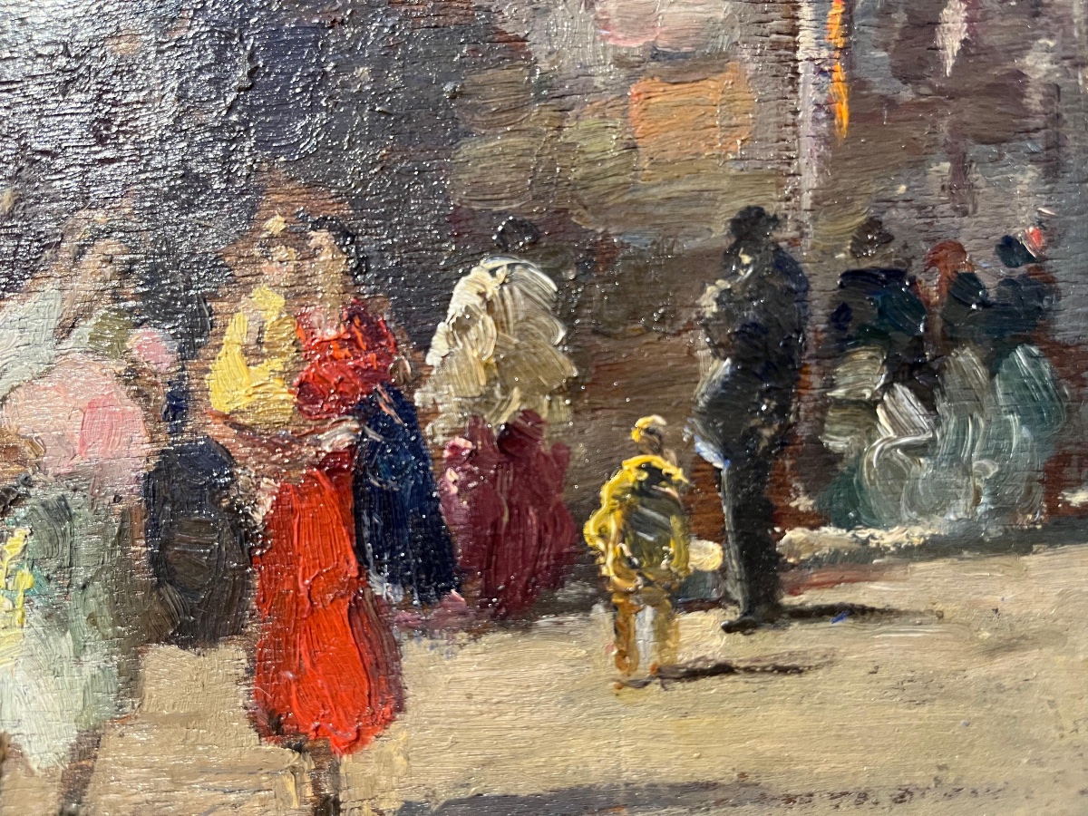 Piccola veduta di Venezia con mercato presso una chiesa, Erma Zago (1880-1942)  -photo-7