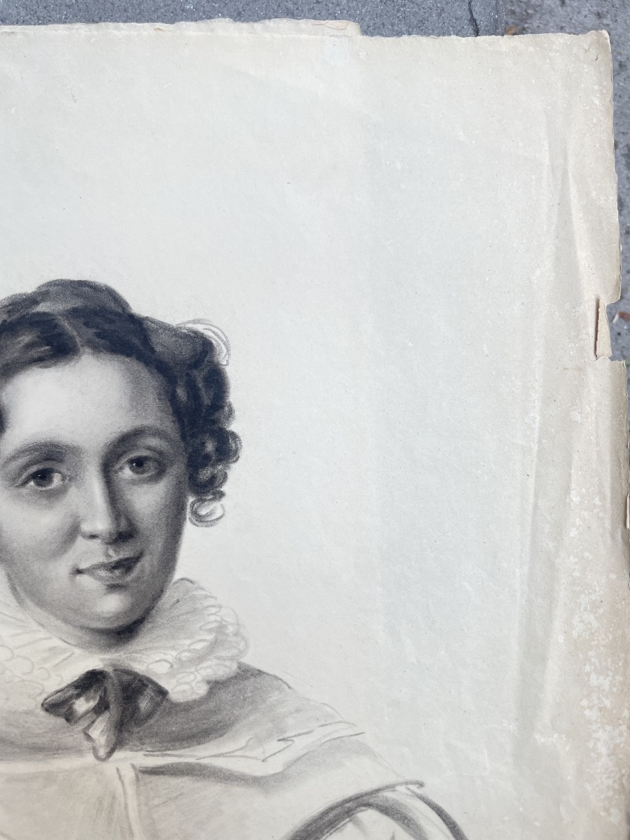 Ritratto femminile con colletto a doppio volant, epoca del Romanticismo, circa 1830-1840-photo-2