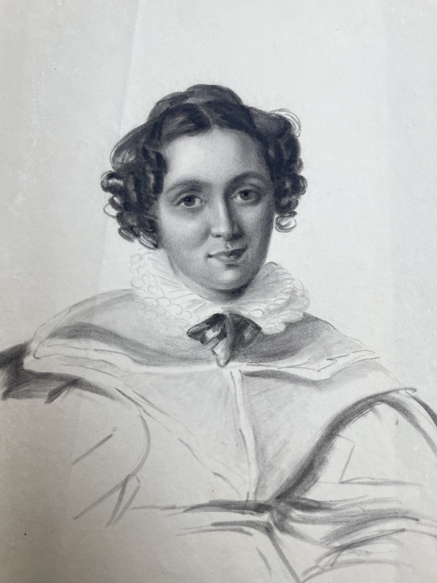 Ritratto femminile con colletto a doppio volant, epoca del Romanticismo, circa 1830-1840