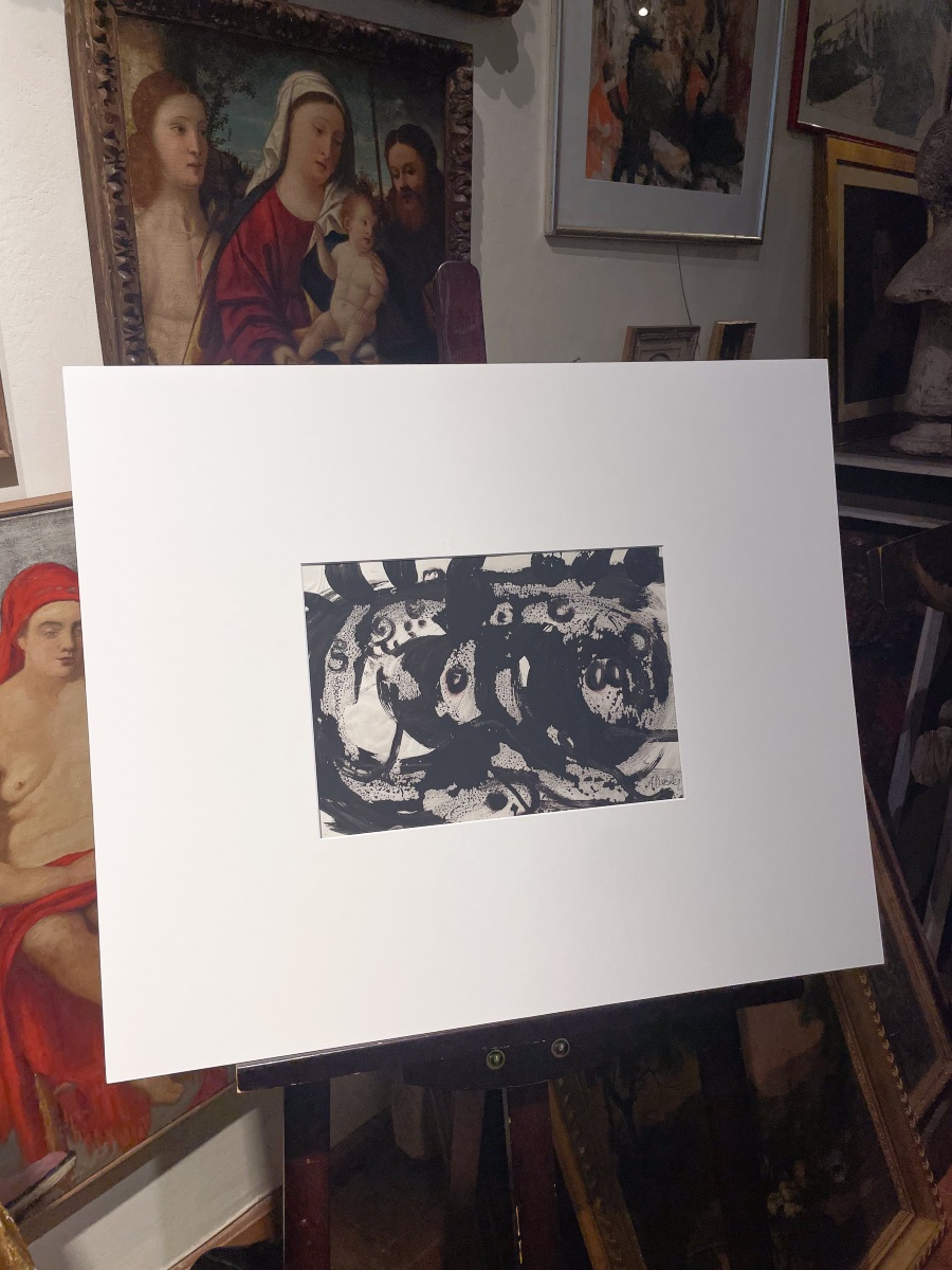 Anja Decker (1908-1995) – Composizione astratta, Arte Informale tedesca, circa 1950-60-photo-3