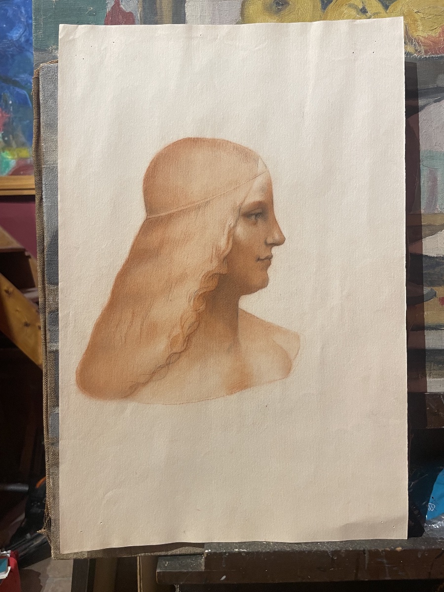Studio accademico dal ritratto di Isabella d’Este di Leonardo da Vinci, circa 1870  -photo-6