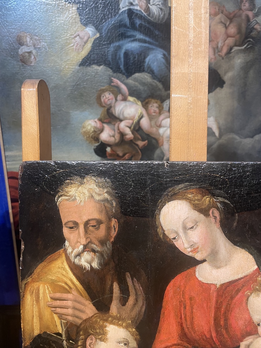 Sacra Famiglia con San Giovannino e San Giuseppe – Scuola bolognese, seconda metà del XVI sec-photo-7