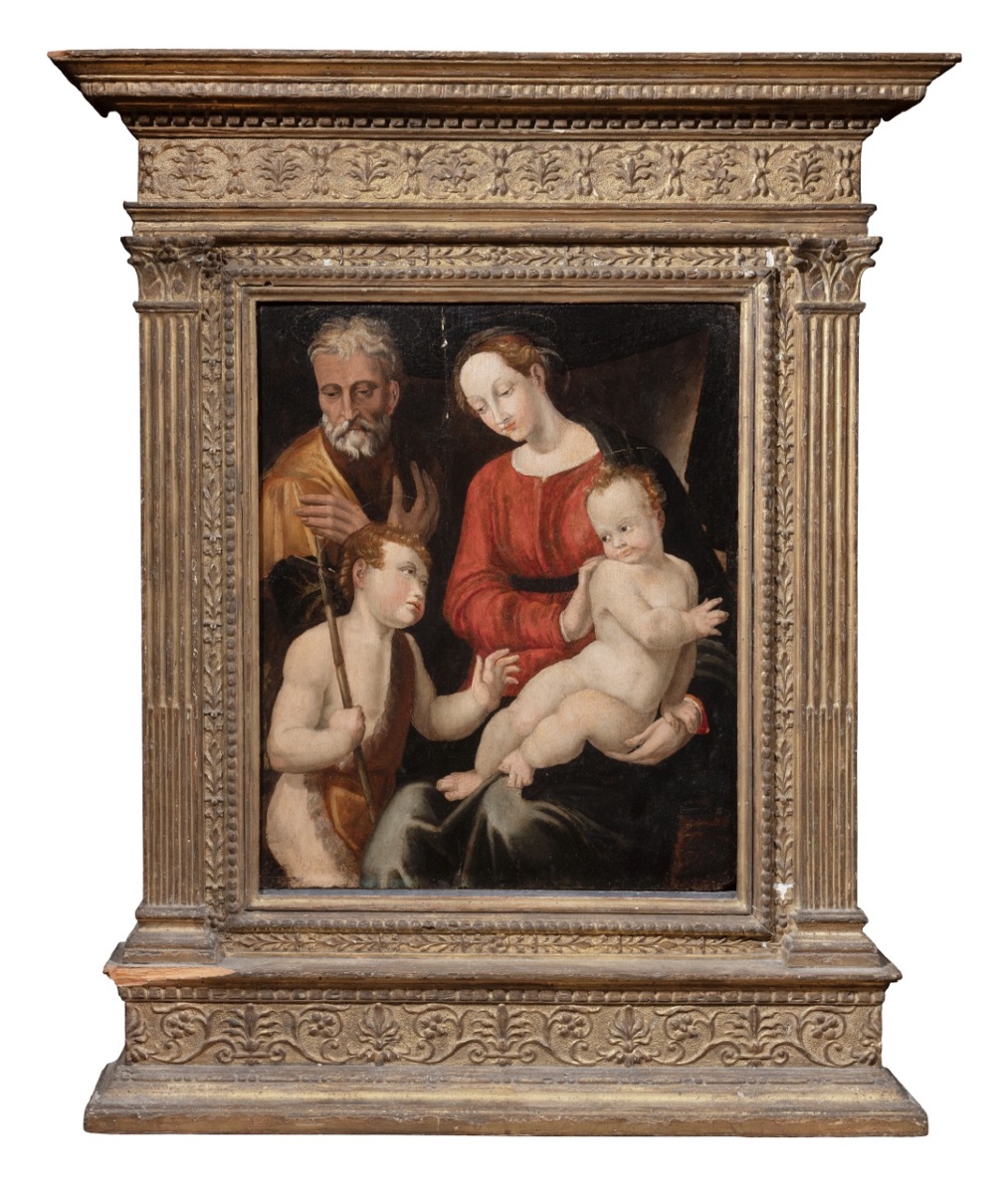Sacra Famiglia con San Giovannino e San Giuseppe – Scuola bolognese, seconda metà del XVI sec
