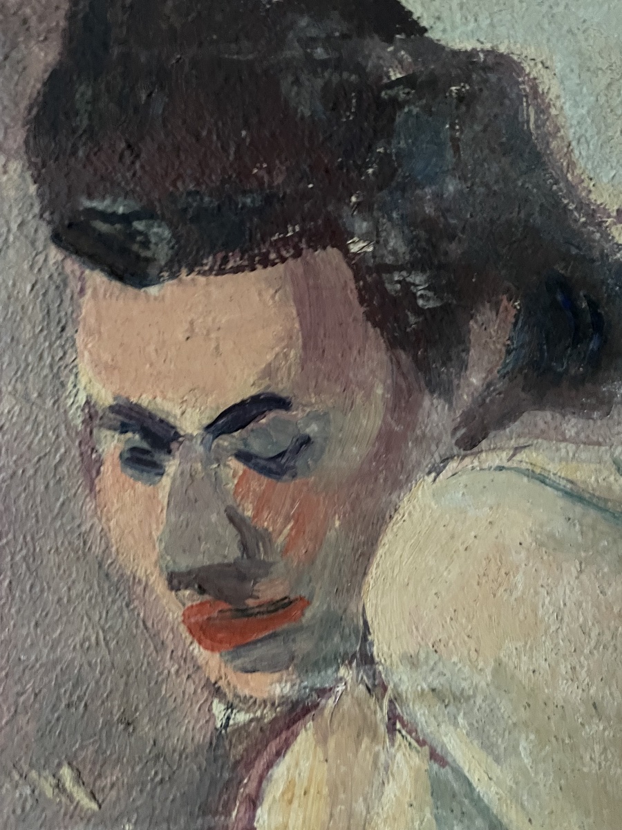 Studio di figura femminile: nudo di donna con rossetto, anni 1930-1940  Olio su cartone -photo-3
