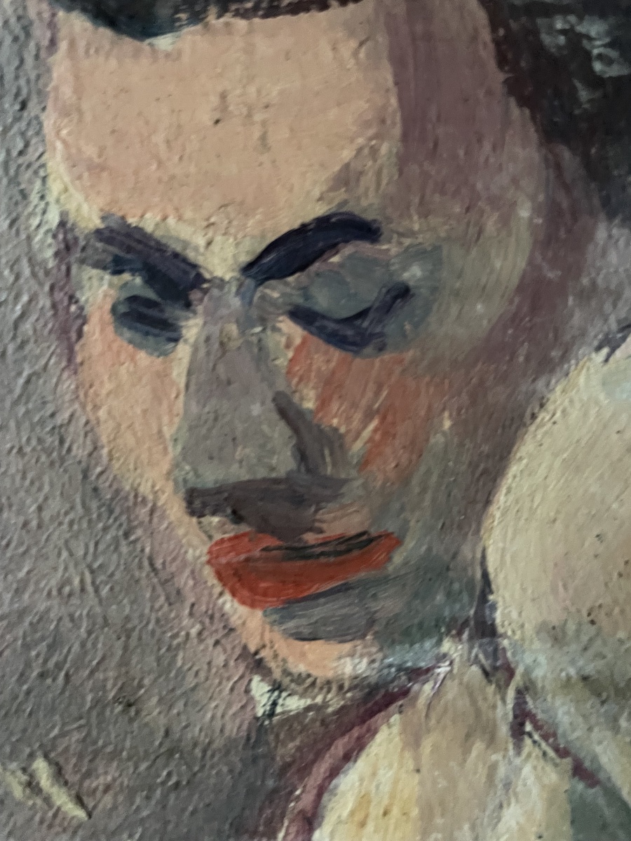 Studio di figura femminile: nudo di donna con rossetto, anni 1930-1940  Olio su cartone -photo-1