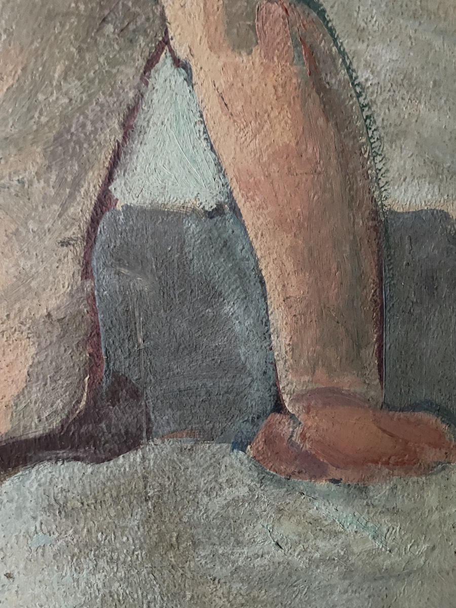 Studio di figura femminile: nudo di donna con rossetto, anni 1930-1940  Olio su cartone -photo-5