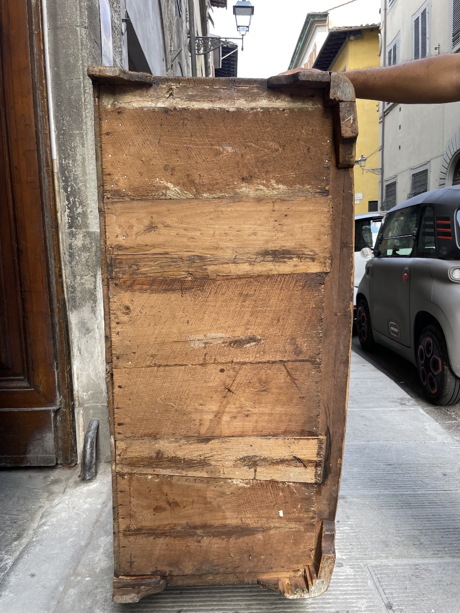 Cassettone francese in noce, epoca Luigi XIV, fine XVII secolo, fronte leggermente curvo-photo-7