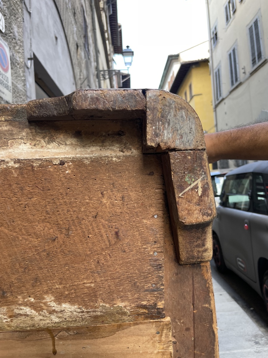 Cassettone francese in noce, epoca Luigi XIV, fine XVII secolo, fronte leggermente curvo-photo-8