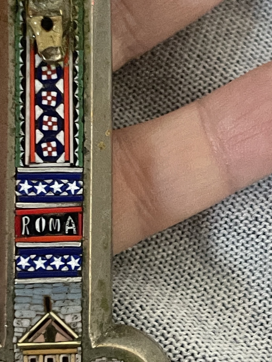 Croce in micromosaico con le chiese di Roma, XIX secolo, 19 × 10 cm  -photo-3