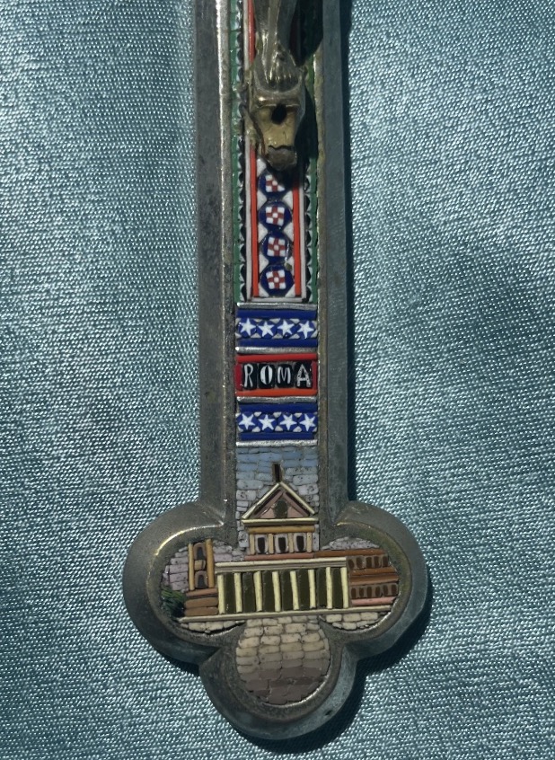 Croce in micromosaico con le chiese di Roma, XIX secolo, 19 × 10 cm  -photo-5
