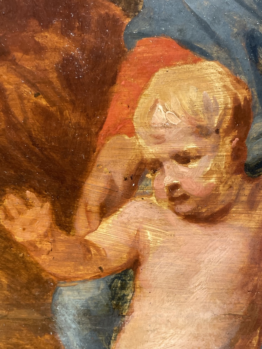Sacra Famiglia con San Giovannino in un paesaggio boschivo – Scuola fiamminga, Bruxelles-photo-3