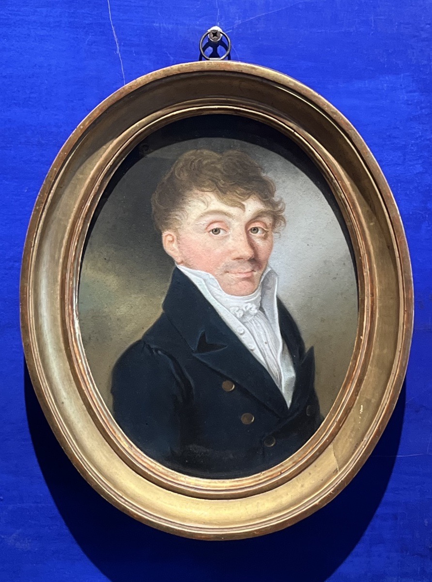 Ritratto di gentiluomo a pastello, epoca Impero-Restaurazione, scuola francese XIX sec