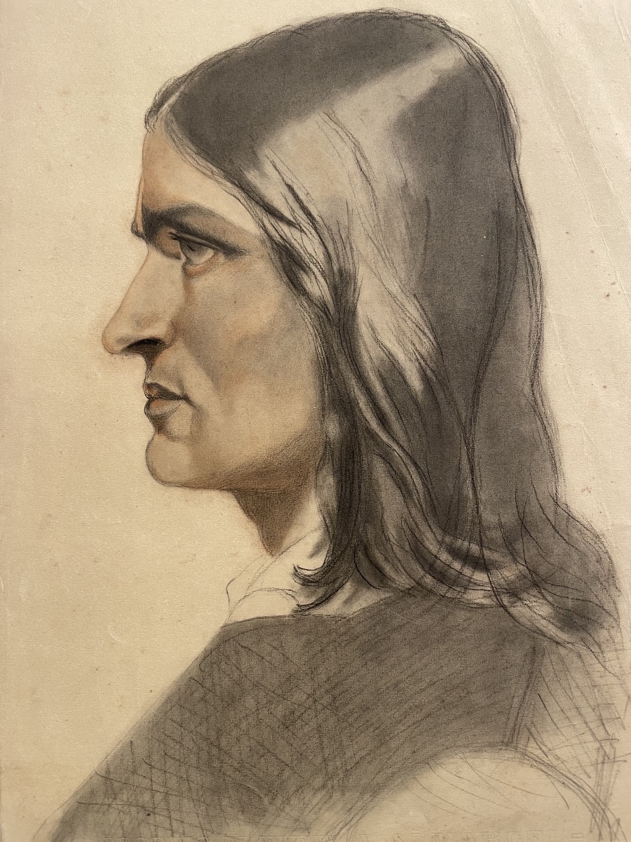 Studio accademico, Ritratto presunto di Franz Liszt (?) –  scuola italiana, circa 1870 -photo-8