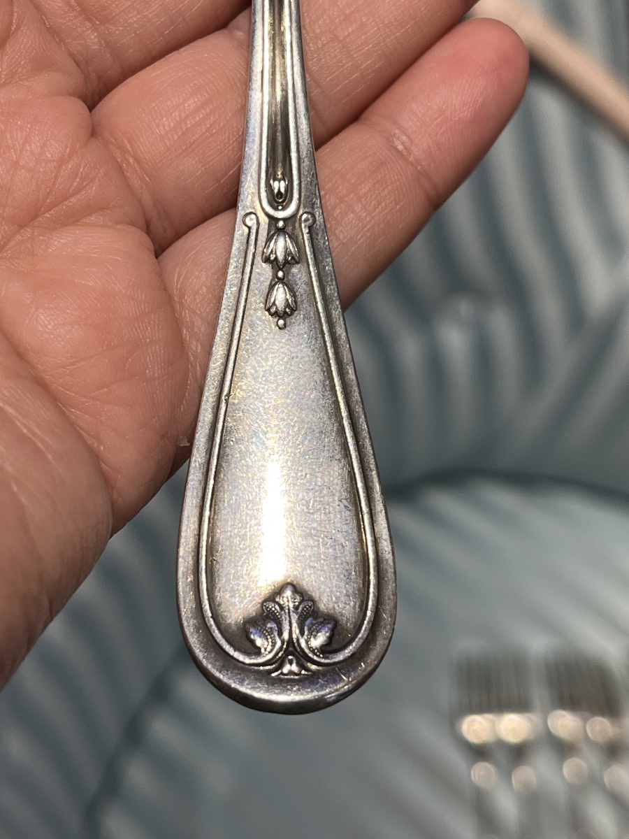     Sei forchette in argento Puiforcat con stemma nobiliare, ca. 1890-photo-2