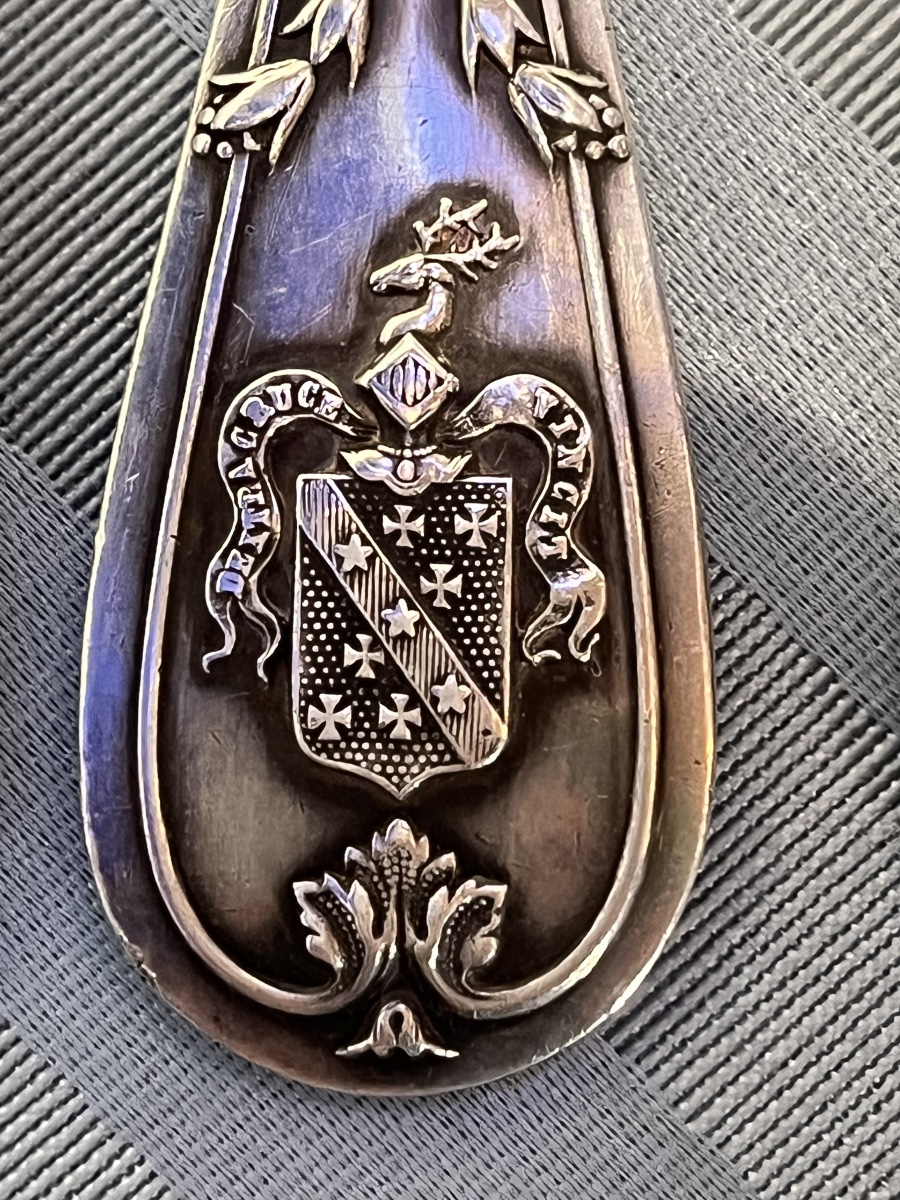     Sei forchette in argento Puiforcat con stemma nobiliare, ca. 1890-photo-4