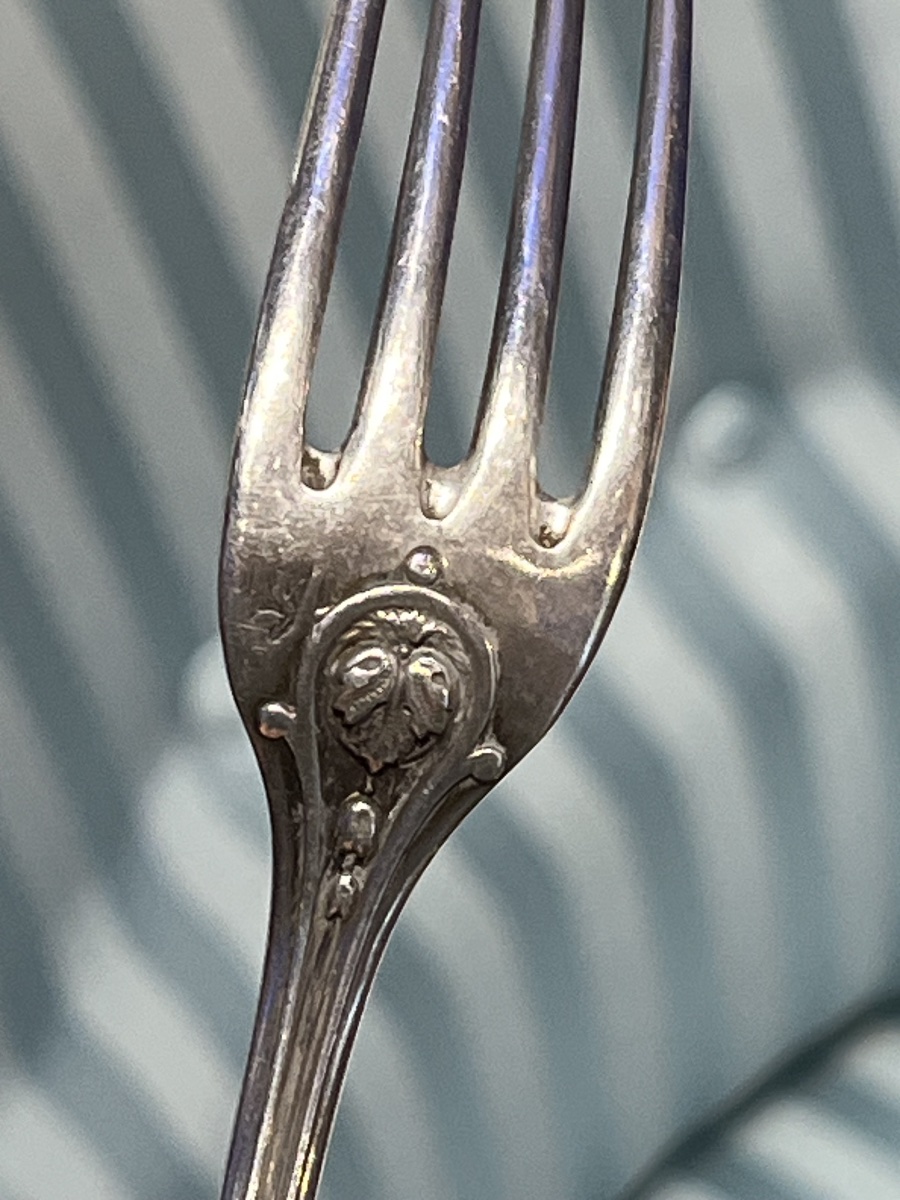     Sei forchette in argento Puiforcat con stemma nobiliare, ca. 1890-photo-6