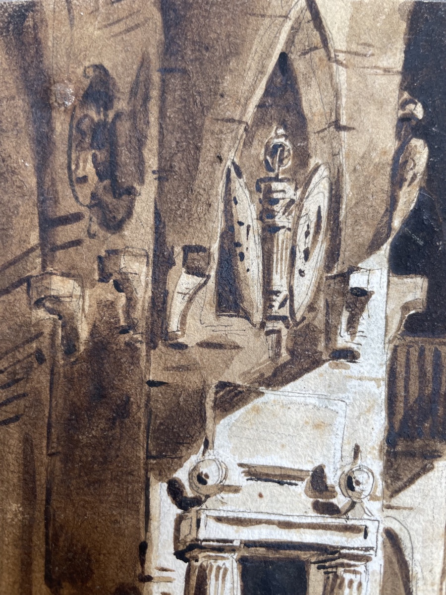 Scenografia architettonica con monumento a trofei, moro prigioniero e leoni. Amb. Fontanesi -photo-7