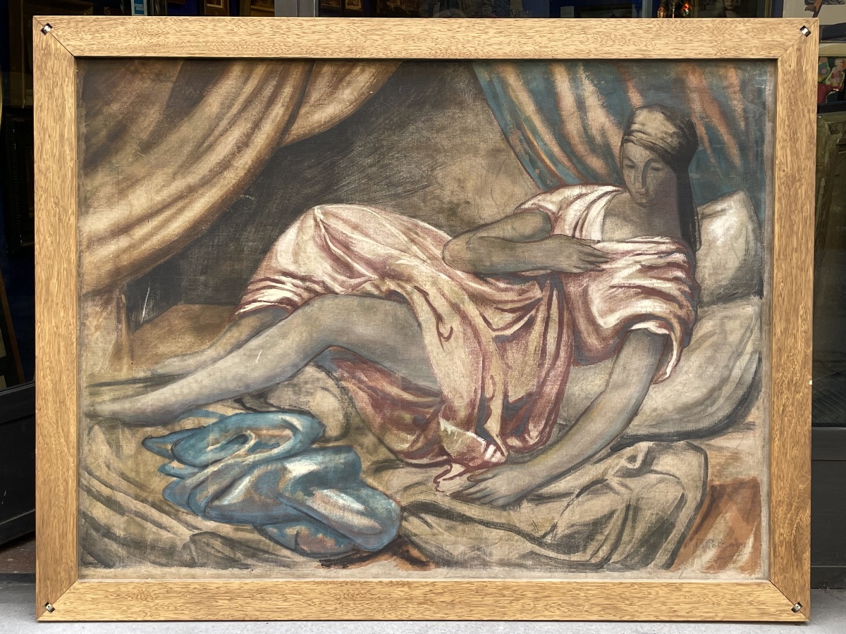 Vladimir Polunin – Theatrical Set Fragment and Female Figure, Painted on Both Sides-photo-2
