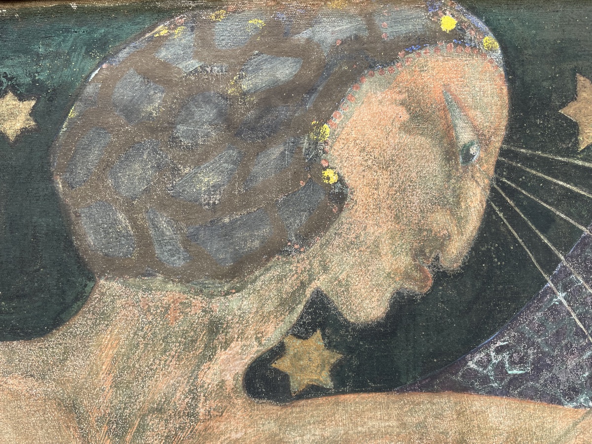 Vladimir Polunin – Theatrical Set Fragment and Female Figure, Painted on Both Sides-photo-3