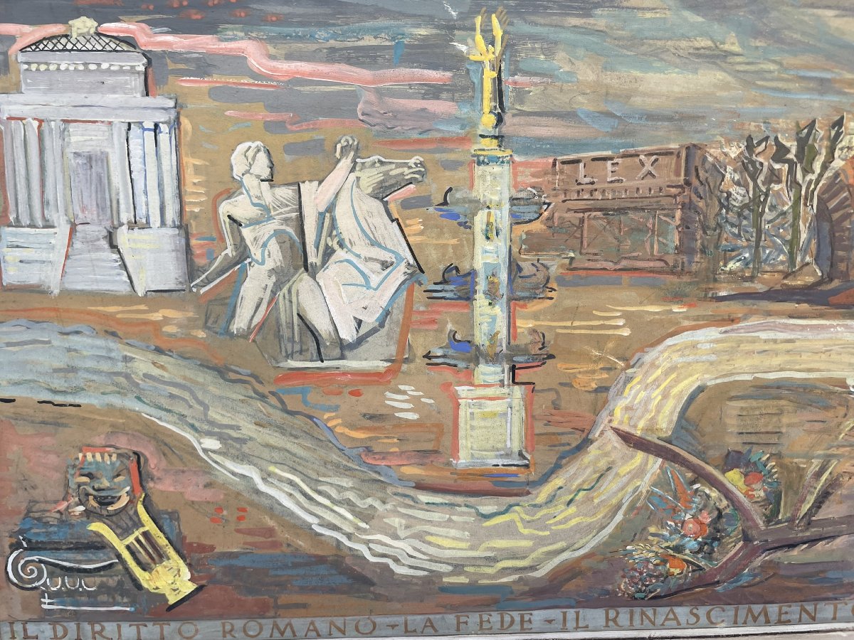 Fregio celebrativo della storia di Roma. Cartone dello Studio Eroli, anni Trenta. Italia-photo-4