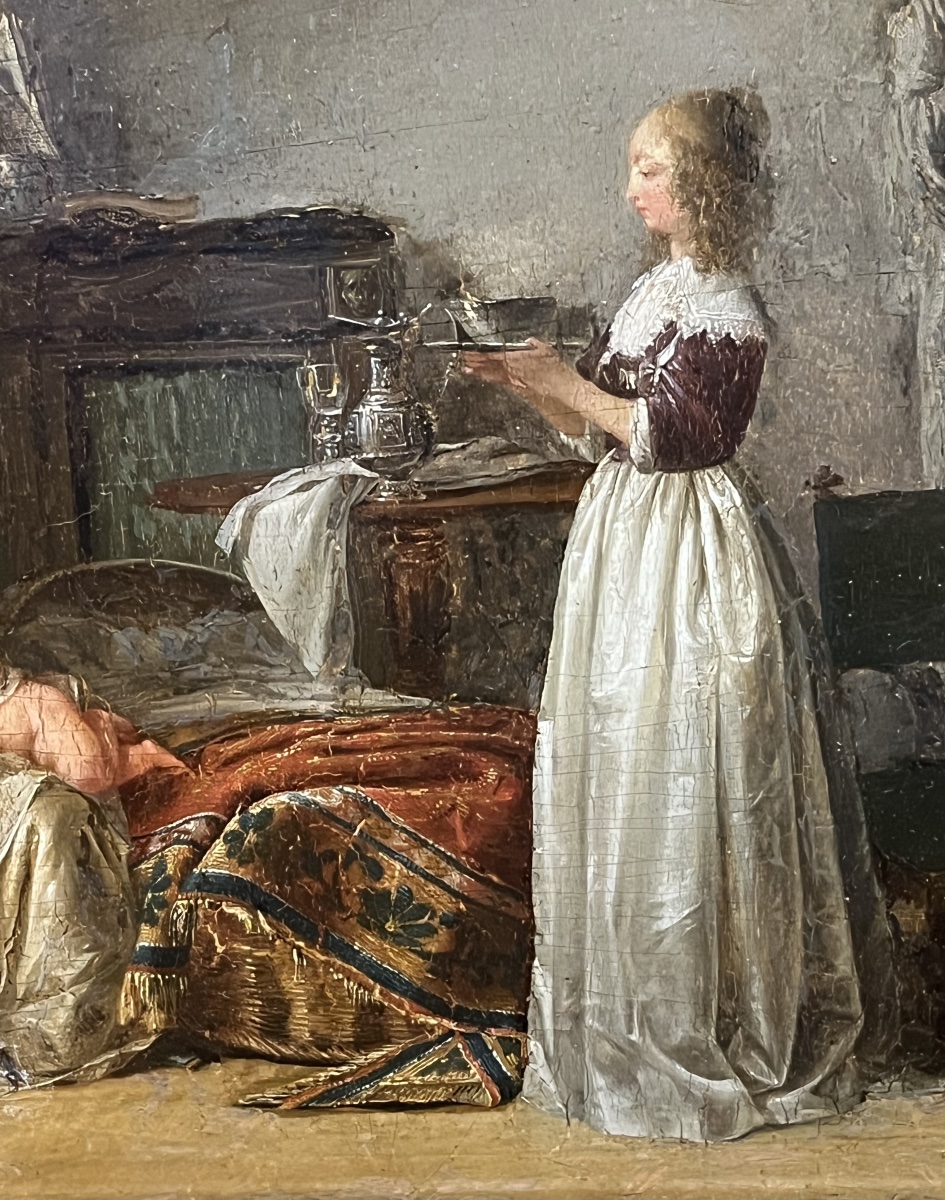 Jean-Baptiste Mallet (1759–1835), attribuito; Interno seicentesco con madre, bambini e liutista-photo-3