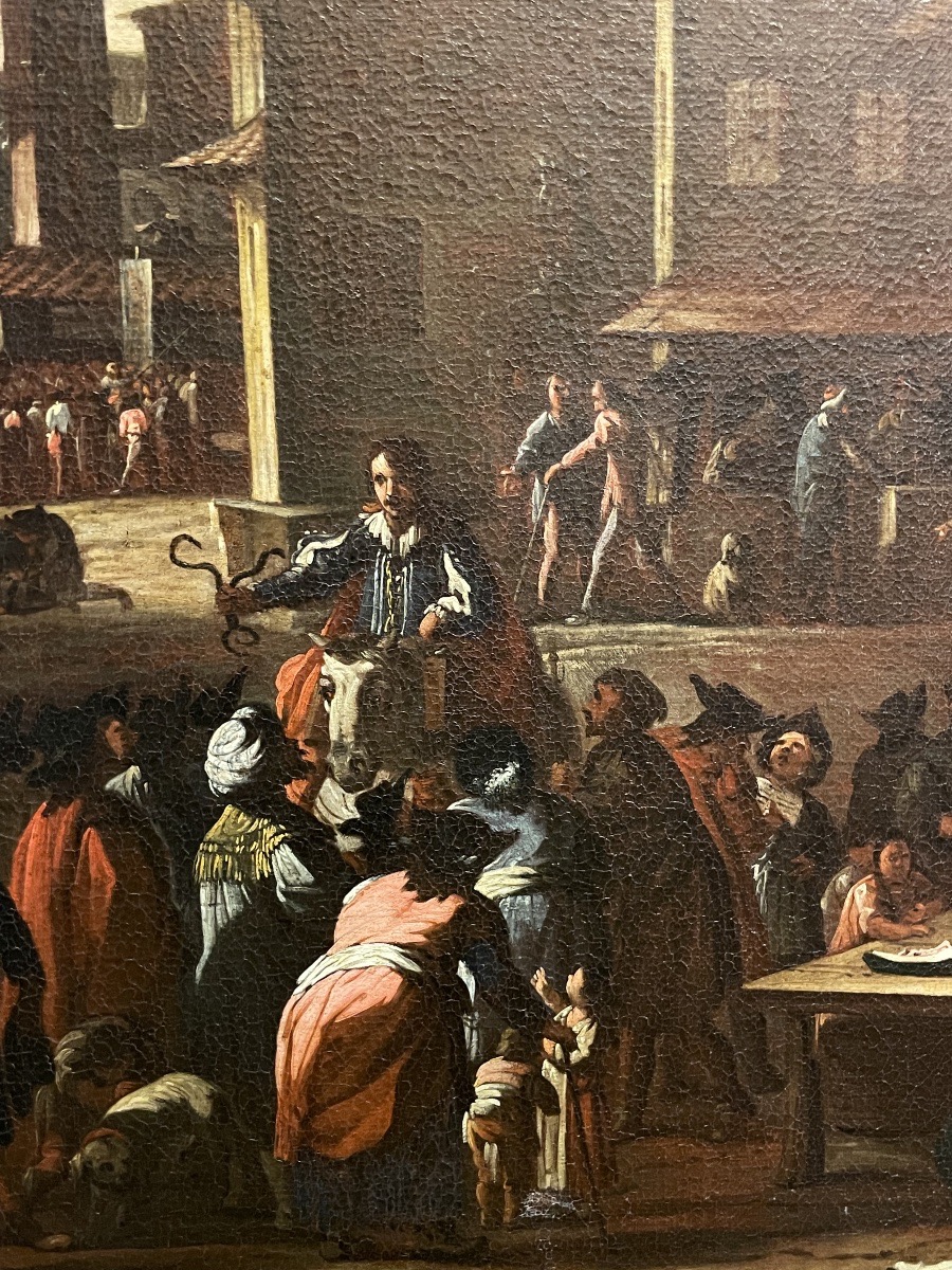 Ciarlatano con serpenti in una piazza di Roma, Bamboccianti, XVII secolo  -photo-1