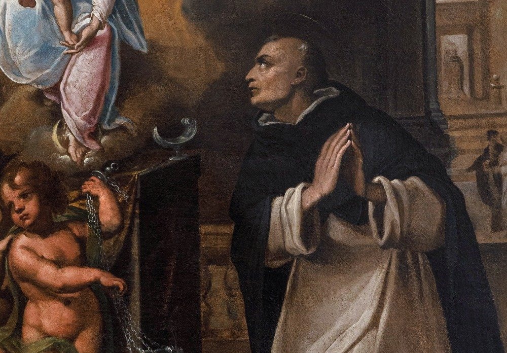 Scuola toscana, San Giacinto domenicano e la visione della Madonna a Kiev, circa 1600 -photo-4