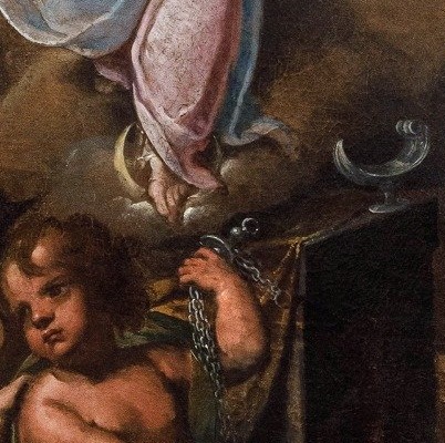 Scuola toscana, San Giacinto domenicano e la visione della Madonna a Kiev, circa 1600 -photo-8