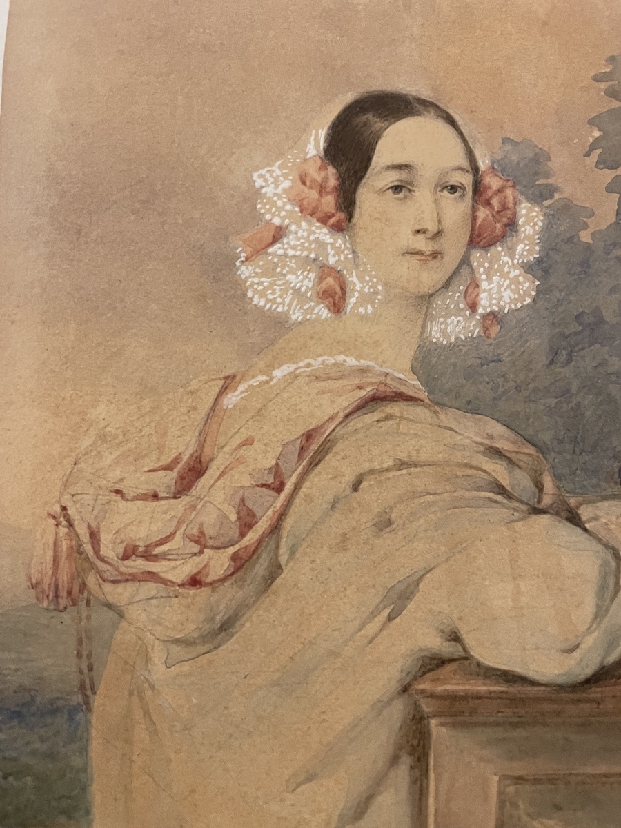 Ritratto femminile con mantella a cappuccio, «Marta S[?]. Pieterburg», 1840 circa  -photo-4