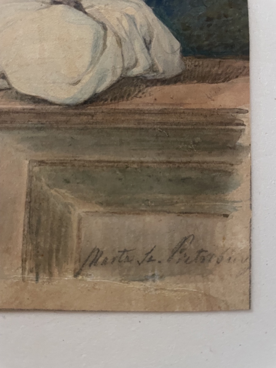 Ritratto femminile con mantella a cappuccio, «Marta S[?]. Pieterburg», 1840 circa  -photo-2
