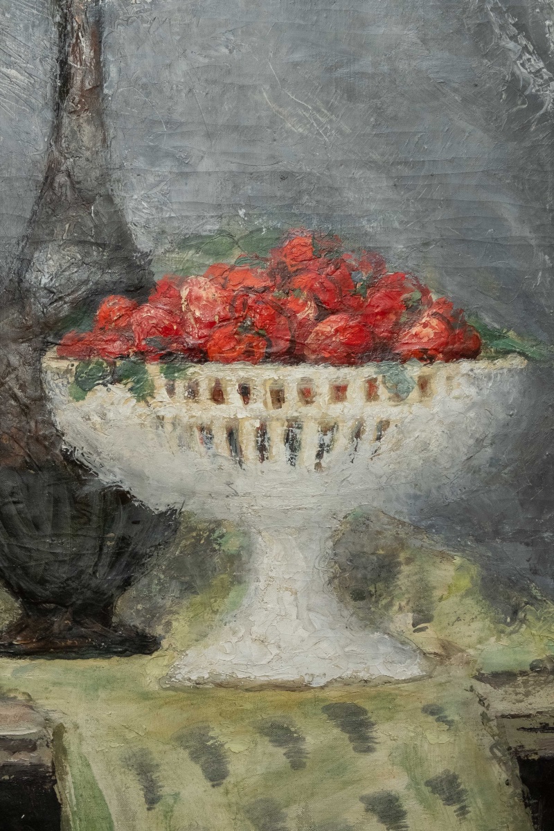 Henry Déziré (1878–1965) – Nature morte aux fraises et aux fleurs, signée circa 1930 -photo-3