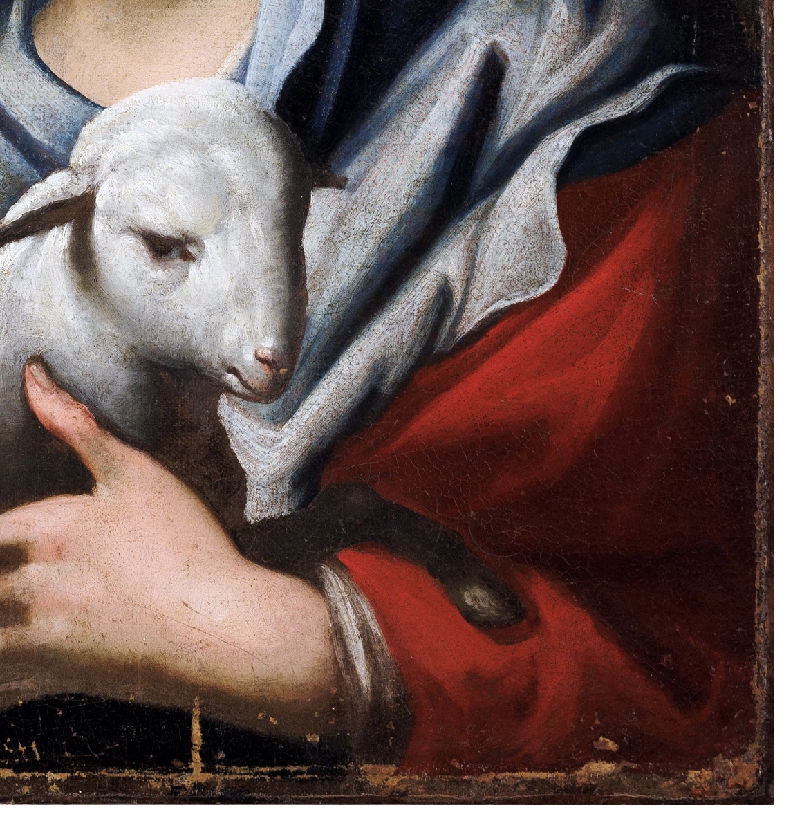 Scuola fiorentina, circa 1640 Santa Agnese con l’agnello e corona di fiori Cm 67x56-photo-3