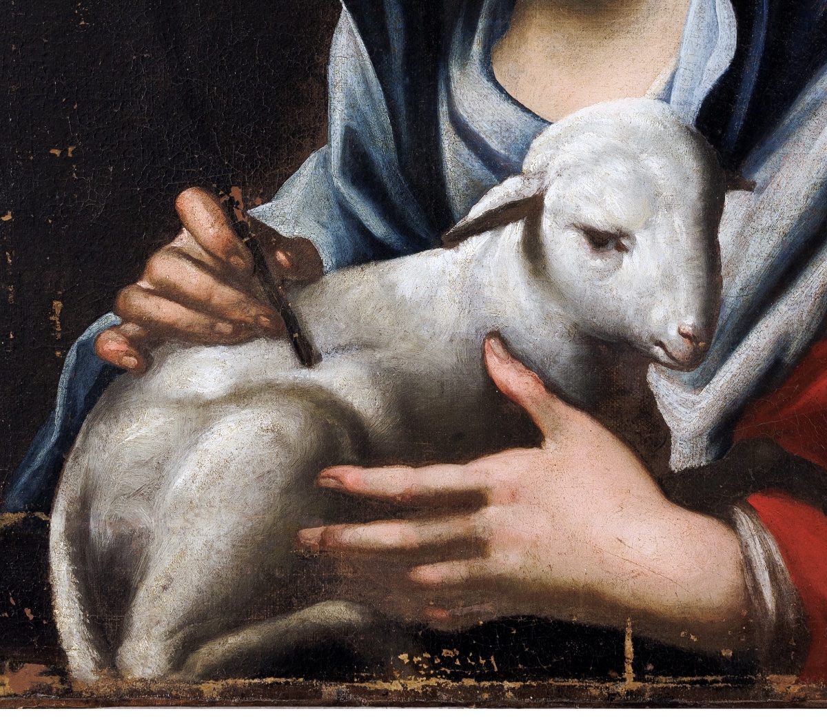 Scuola fiorentina, circa 1640 Santa Agnese con l’agnello e corona di fiori Cm 67x56-photo-5
