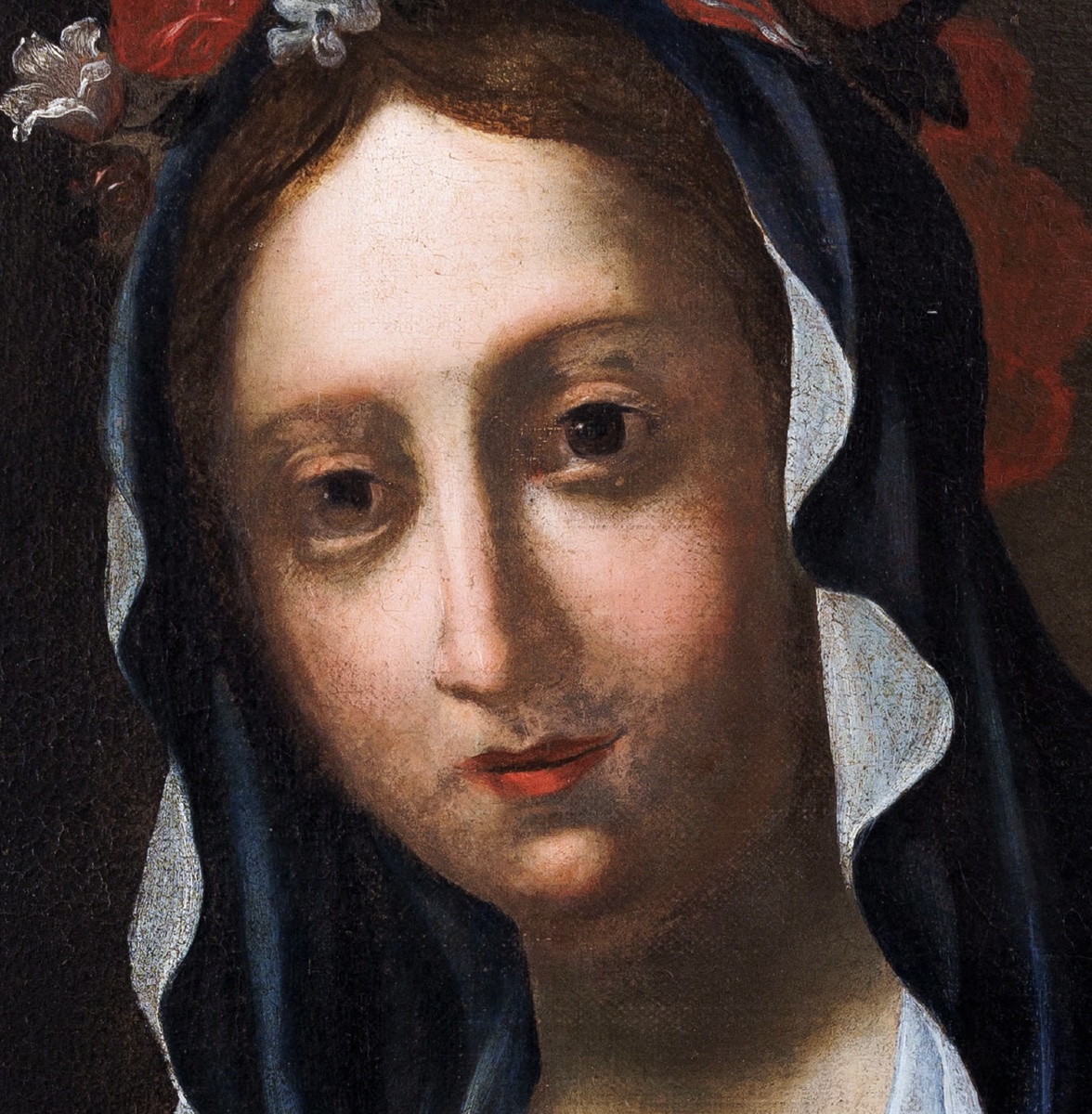 Scuola fiorentina, circa 1640 Santa Agnese con l’agnello e corona di fiori Cm 67x56-photo-7