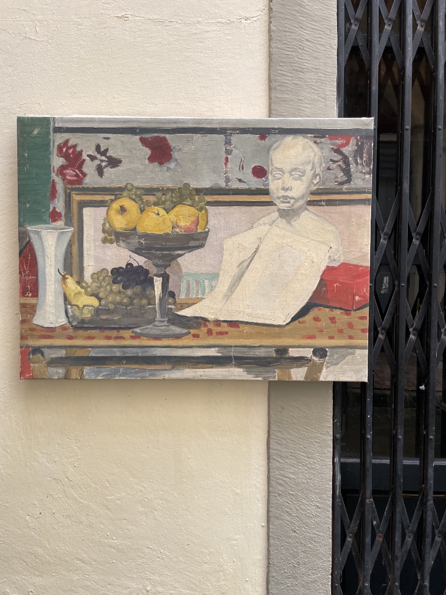 Henry Déziré (1878–1965), Natura morta d’atelier con busto e frutta  Olio su tela 81 × 60 cm -photo-3
