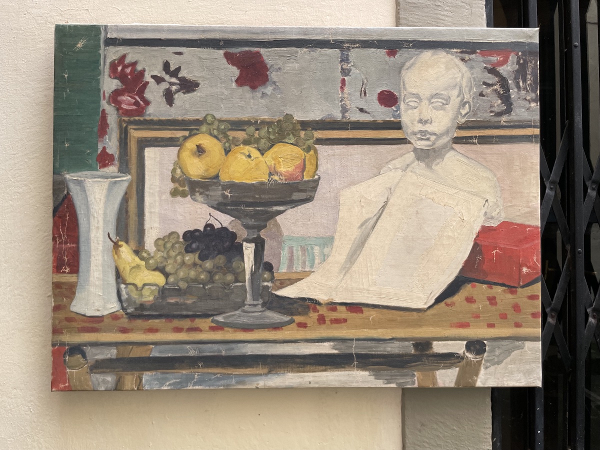 Henry Déziré (1878–1965), Natura morta d’atelier con busto e frutta  Olio su tela 81 × 60 cm -photo-3