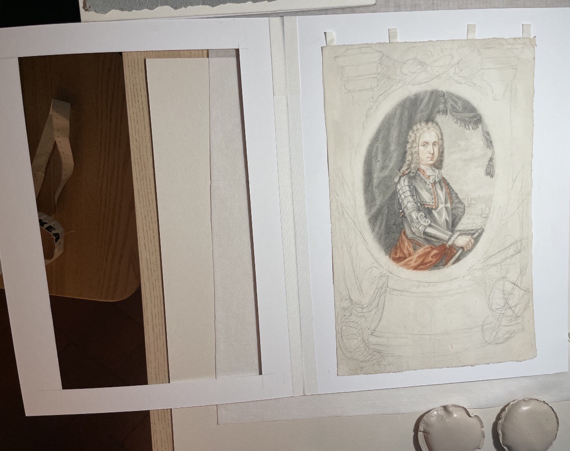 Disegno XVIII secolo, Gran Maestro di Malta Ramón Perellós, studio preparatorio per stampa  -photo-2