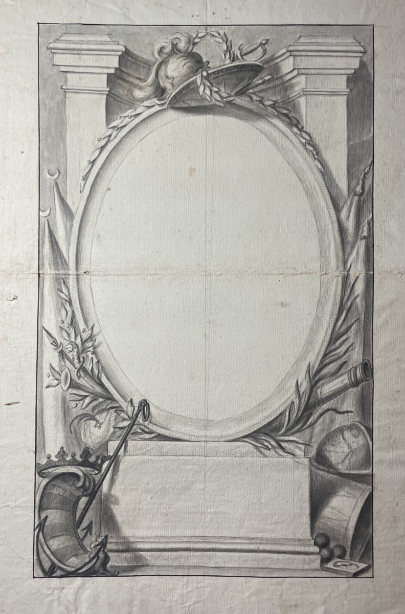 Disegno XVIII secolo, Gran Maestro di Malta Ramón Perellós, studio preparatorio per stampa  -photo-7