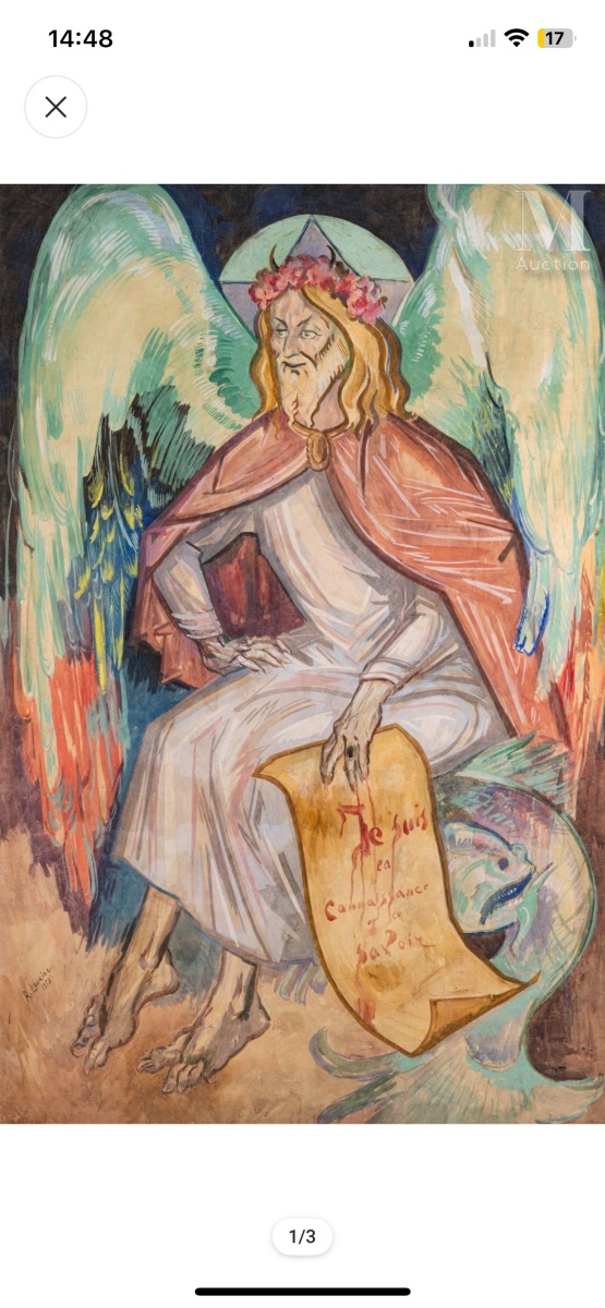 Rostislas Loukine (Belgorod 1904 – Bar-sur-Aube 1988), L’Ange déchu, 1952  Gouache su carta -photo-4