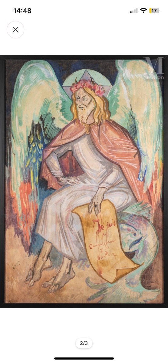 Rostislas Loukine (Belgorod 1904 – Bar-sur-Aube 1988), L’Ange déchu, 1952  Gouache su carta -photo-1