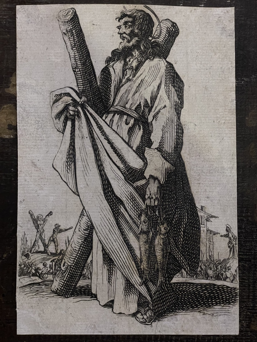 Jacques Callot – Sant’Andrea, acquaforte su carta vergellata antica, XVII–XVIII secolo  -photo-3