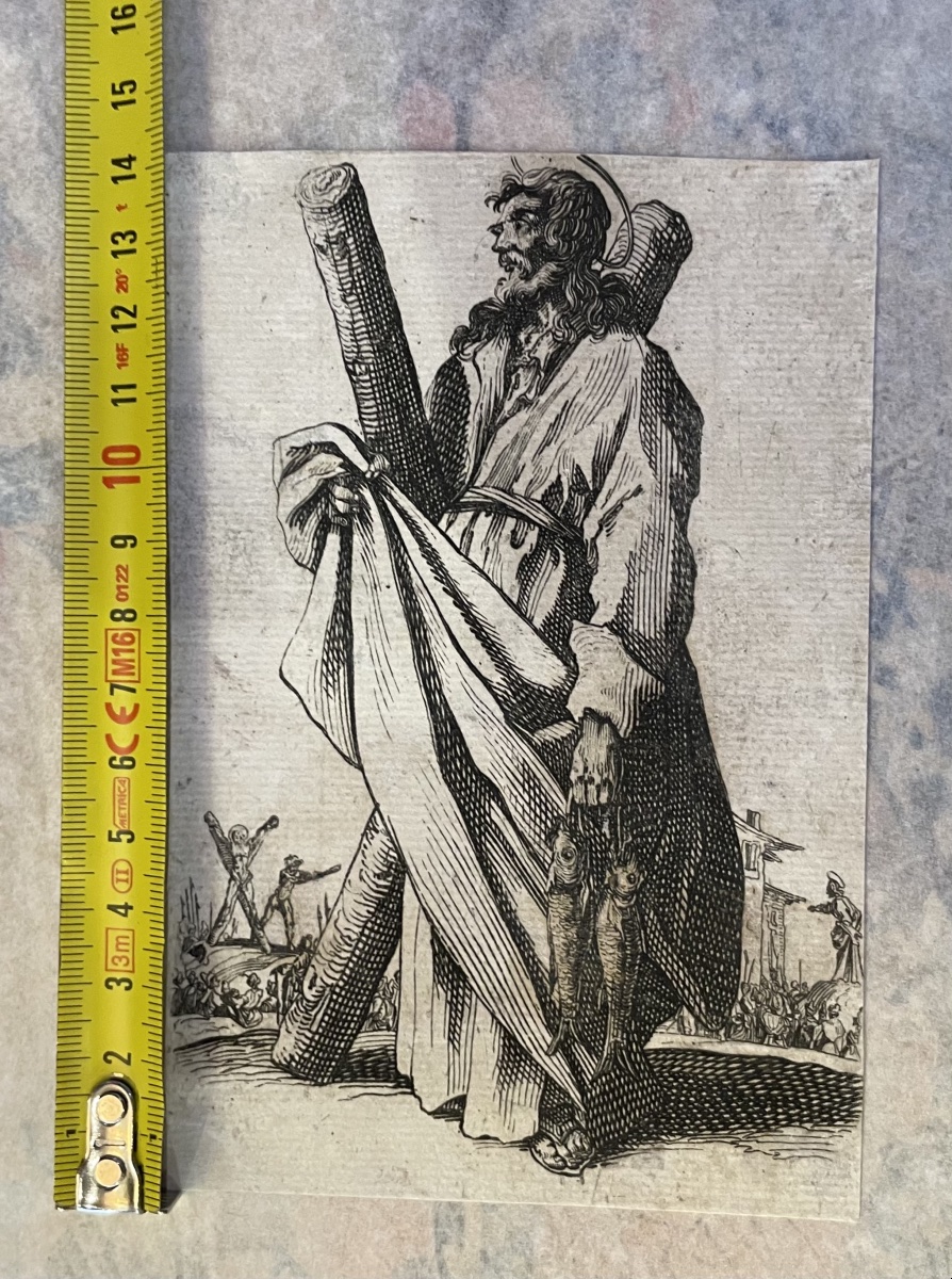 Jacques Callot – Sant’Andrea, acquaforte su carta vergellata antica, XVII–XVIII secolo  -photo-8