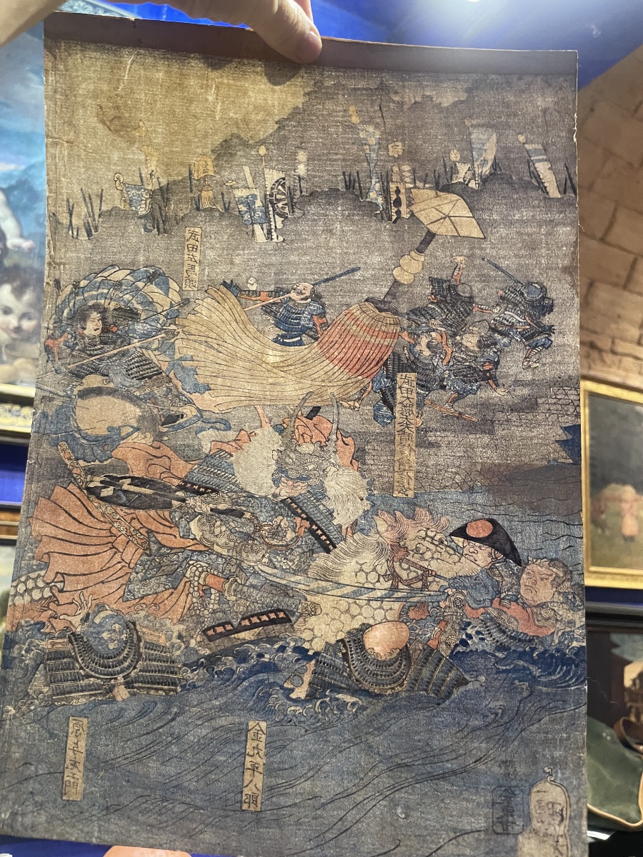 Utagawa Kuniyoshi – Battaglia di Kawanakajima, Xilografia Giapponese, Periodo Edo, XIX Secolo-photo-1
