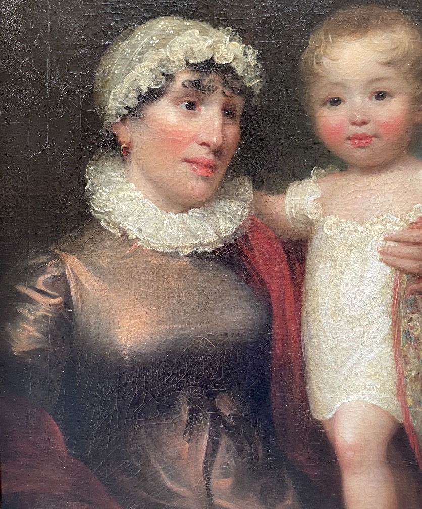 Ritratto di madre e figlio, scuola inglese, Regency 1815-1820, firmato James Green -photo-4
